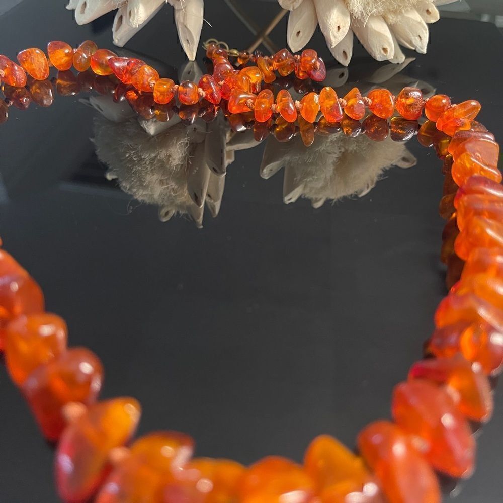 Natural Vintage Genuine Amber Statement Necklace